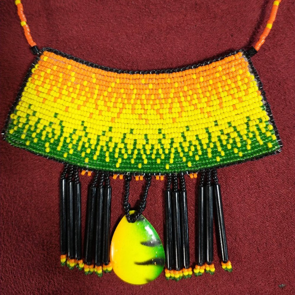 Beautiful handcrafted beaded leather necklace